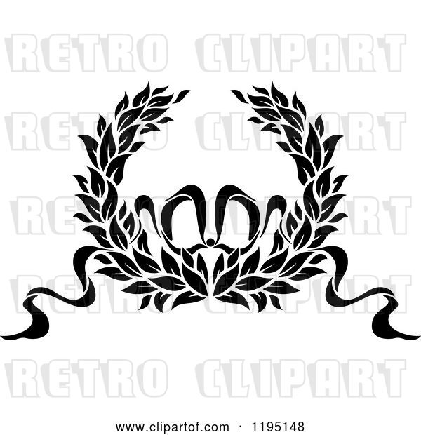 Vector Clip Art of Retro Laurel Wreath with a Bow and Ribbons 11