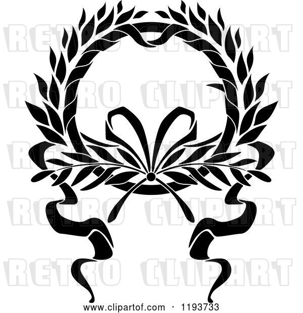 Vector Clip Art of Retro Laurel Wreath with a Bow and Ribbons 8