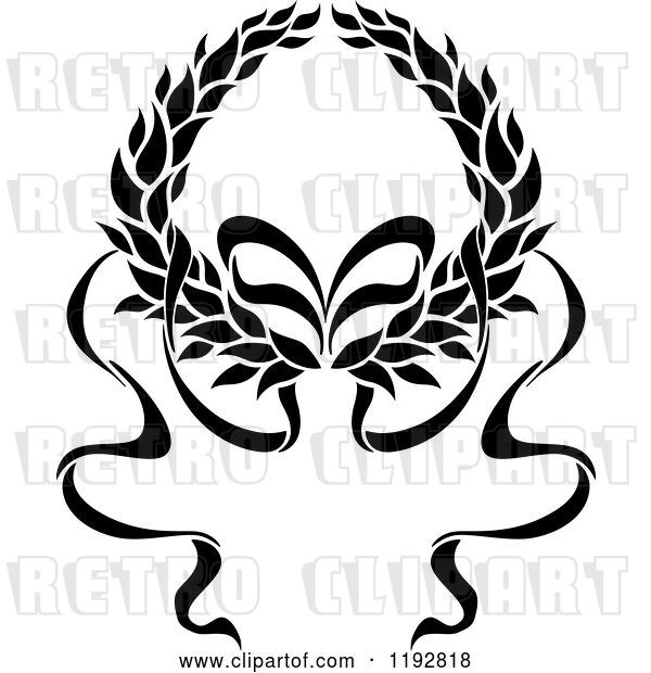 Vector Clip Art of Retro Laurel Wreath with a Bow and Ribbons