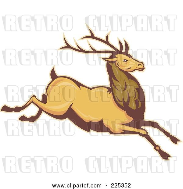 Vector Clip Art of Retro Leaping Deer Stag