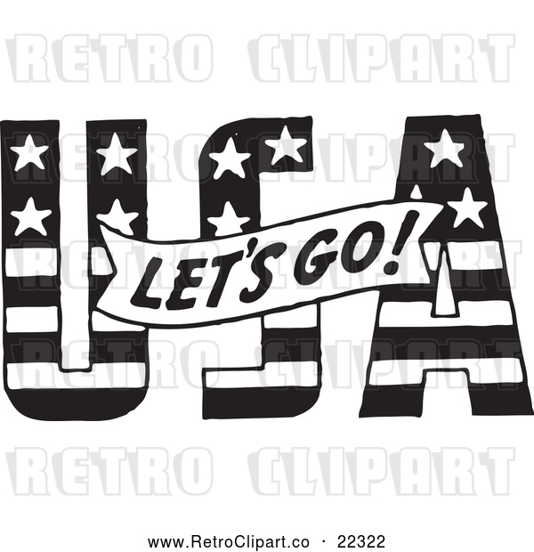 Vector Clip Art of Retro Lets Go Banner over USA