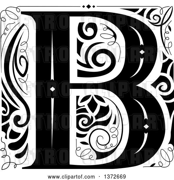 Vector Clip Art of Retro Letter B Monogram