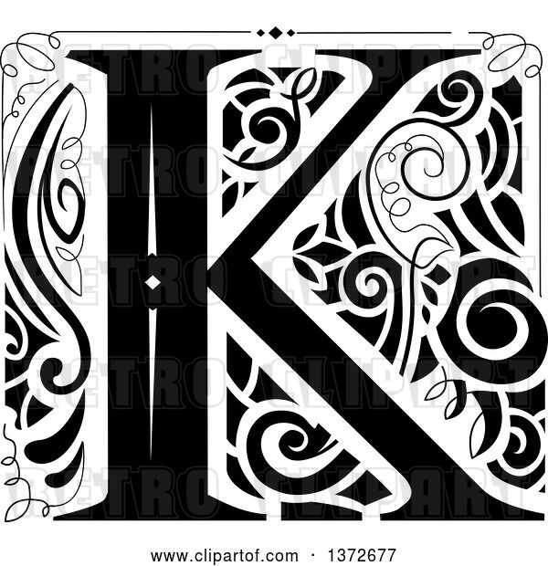 Vector Clip Art of Retro Letter K Monogram