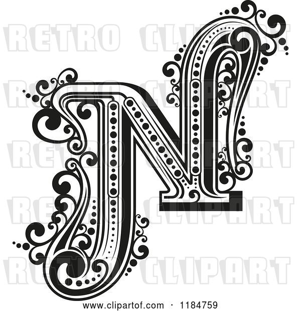 Vector Clip Art of Retro Letter N in