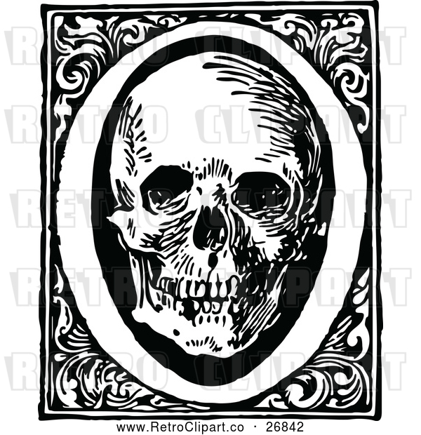 Vector Clip Art of Retro Letter O and Skull