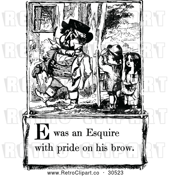 Vector Clip Art of Retro Letter Page with E Was an Esquire with Bride on His Brow Text