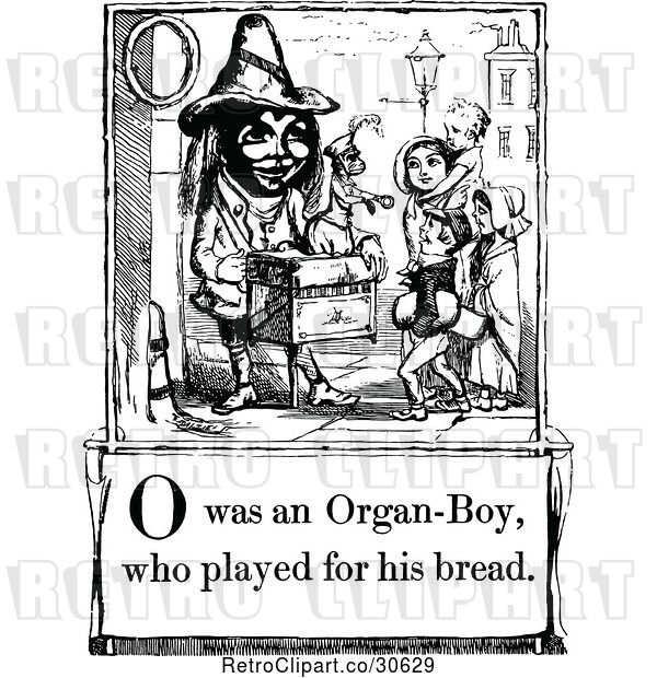 Vector Clip Art of Retro Letter Page with O Was an Organ Boy Who Played for His Bread Text