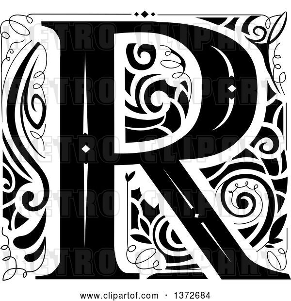 Vector Clip Art of Retro Letter R Monogram