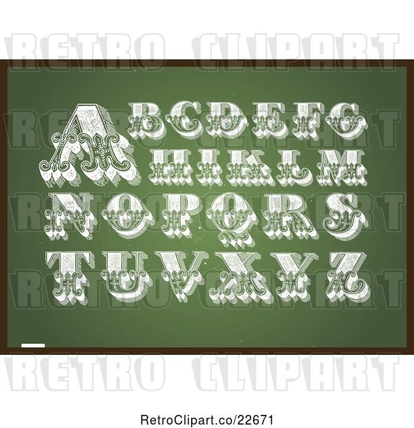 Vector Clip Art of Retro Letters on a Chalkboard