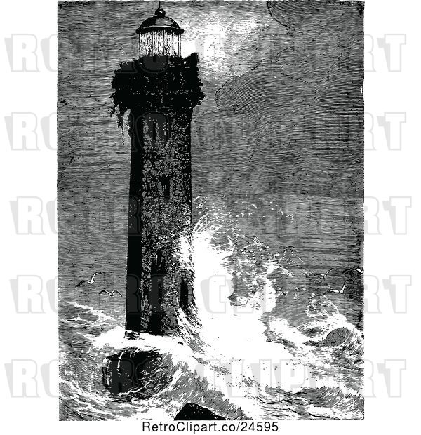 Vector Clip Art of Retro Lighthouse of Tagonroc