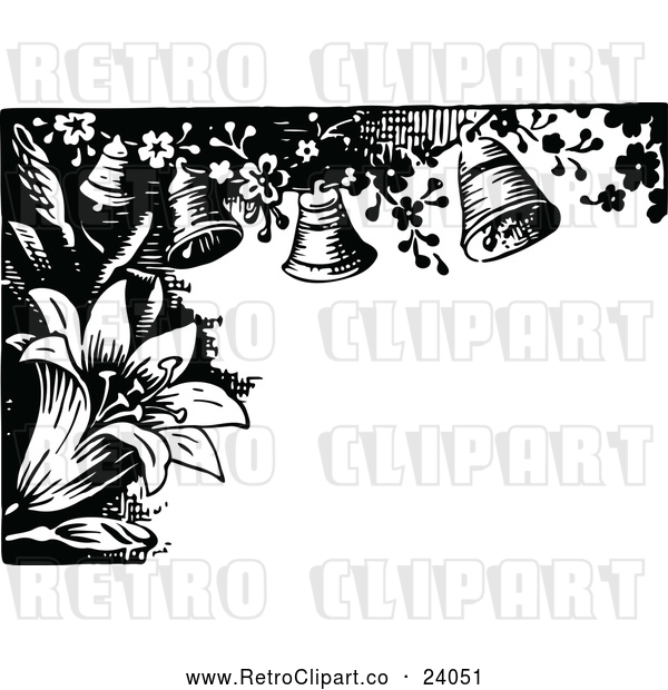 Vector Clip Art of Retro Lily and Bell Border