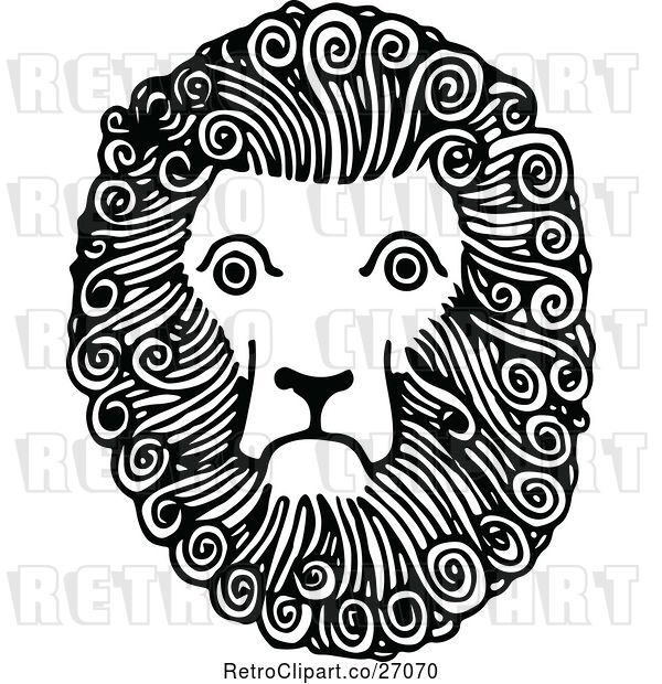 Vector Clip Art of Retro Lion Face