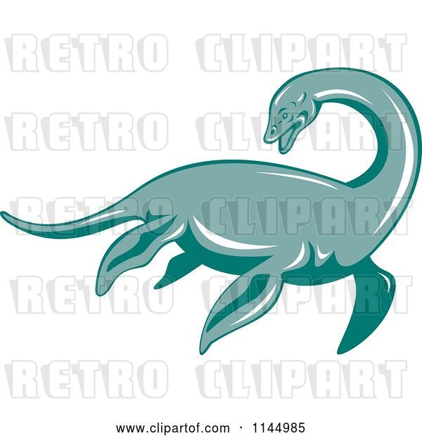 Vector Clip Art of Retro Loch Ness Monster Pliosaur Dinosaur