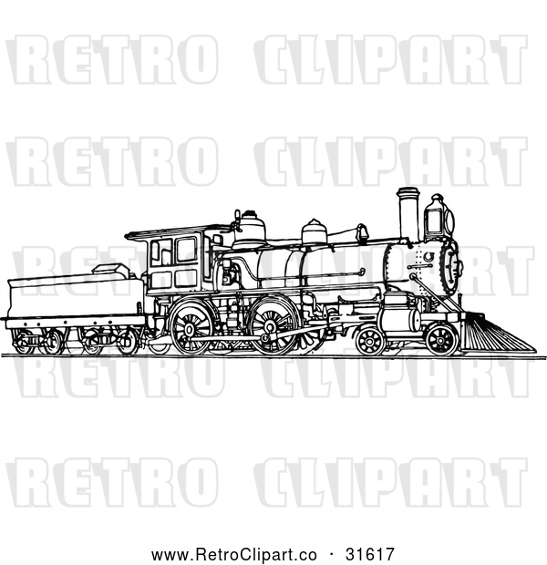 Vector Clip Art of Retro Locomotive Train 1