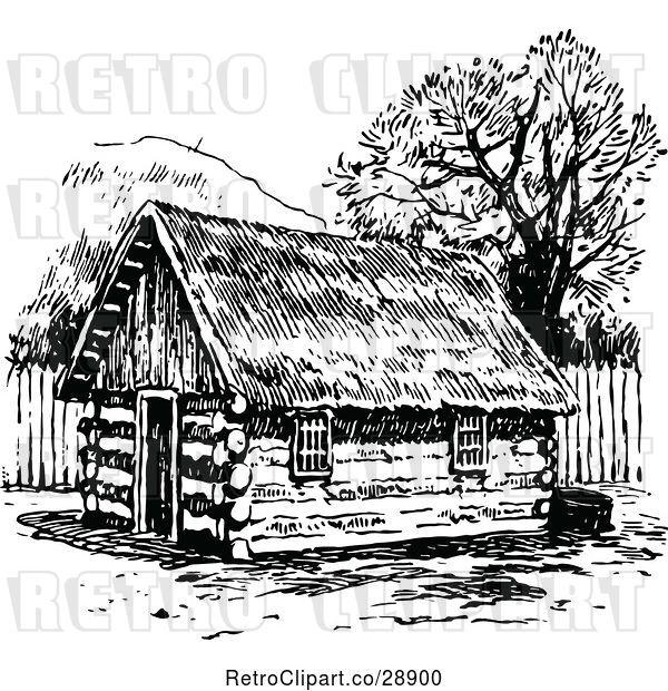Vector Clip Art of Retro Log Cabin