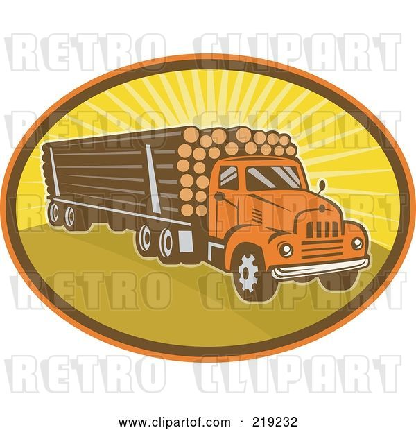 Vector Clip Art of Retro Logging Truck Logo