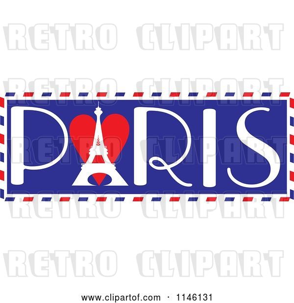 Vector Clip Art of Retro Love Paris Banner