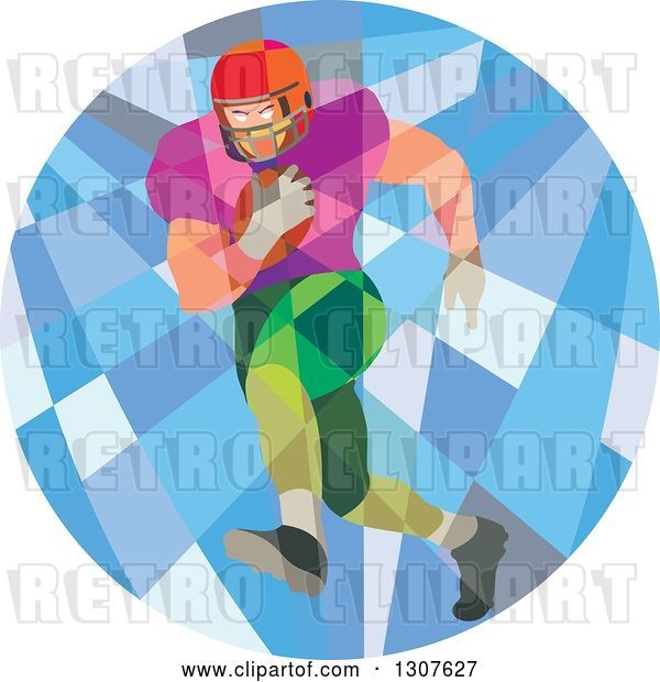 Vector Clip Art of Retro Low Poly American Football Player Running in a Circle