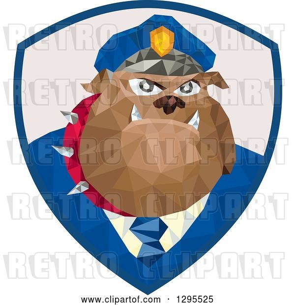Vector Clip Art of Retro Low Poly Police Bulldog in a Shield