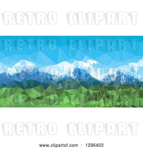 Vector Clip Art of Retro Low Poly Styled Background of Mountains