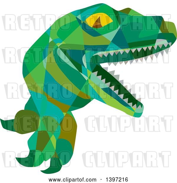 Vector Clip Art of Retro Low Polygon Lizard, Raptor or Tyrannosaurus Rex
