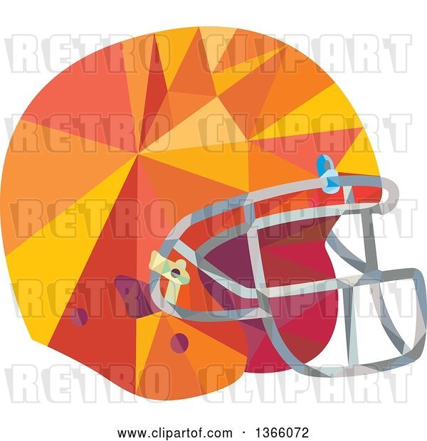 Vector Clip Art of Retro Low Polygon Styled American Football Helmet