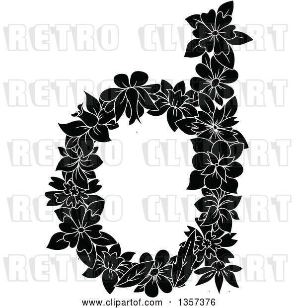 Vector Clip Art of Retro Lowercase Floral Letter D Design
