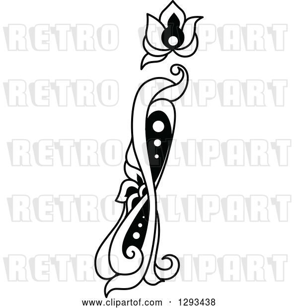 Vector Clip Art of Retro Lowercase Floral Letter I