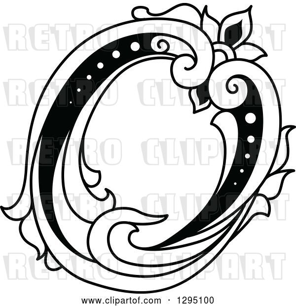 Vector Clip Art of Retro Lowercase Floral Letter O