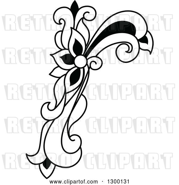 Vector Clip Art of Retro Lowercase Floral Letter R