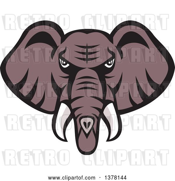 Vector Clip Art of Retro Mad African Elephant Head