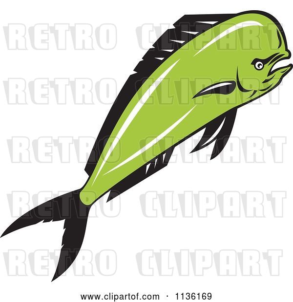 Vector Clip Art of Retro Mad Mahi Mahi Dolphin Fish
