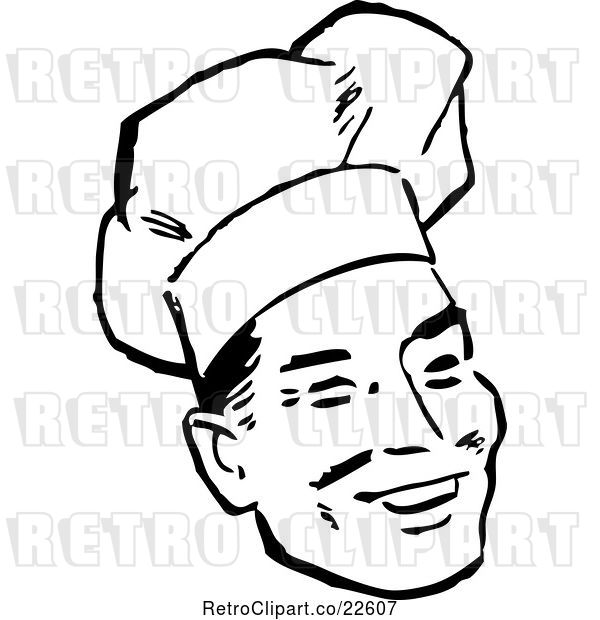 Vector Clip Art of Retro Male Chef Smiling