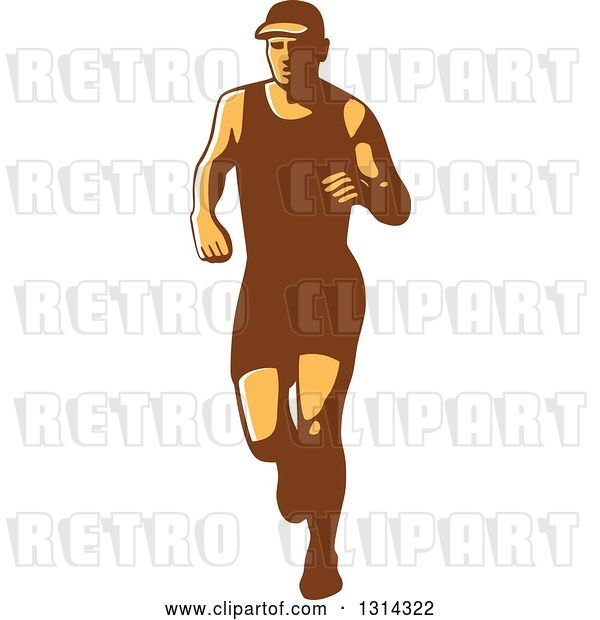 Vector Clip Art of Retro Male Triathlete or Marathon Runner 2