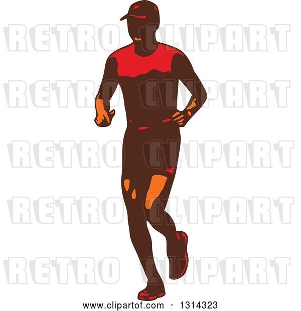 Vector Clip Art of Retro Male Triathlete or Marathon Runner 3