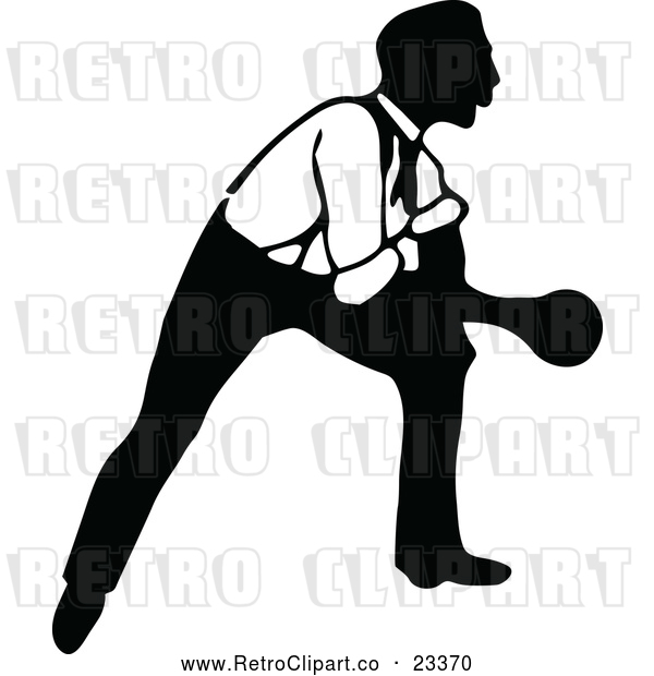 Vector Clip Art of Retro Man Bowling 7