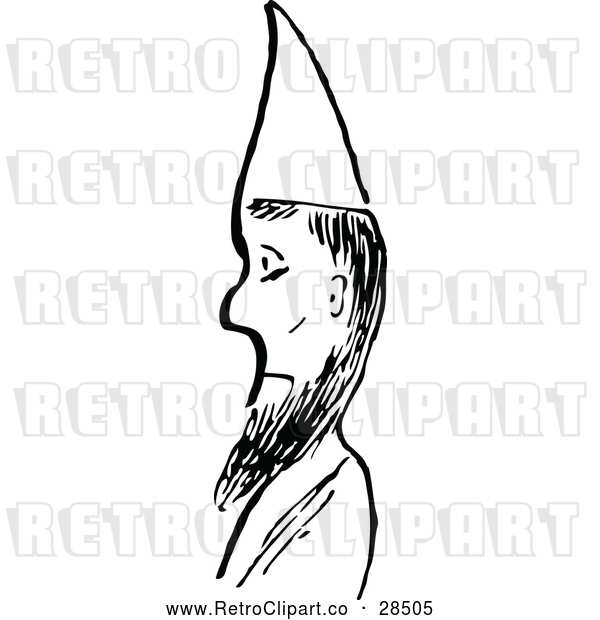Vector Clip Art of Retro Man with a Beard and Cone Hat