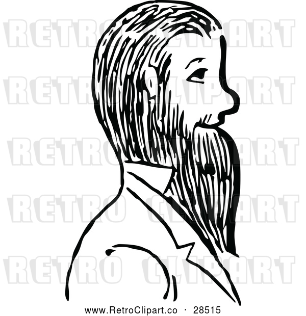 Vector Clip Art of Retro Man with a Beard