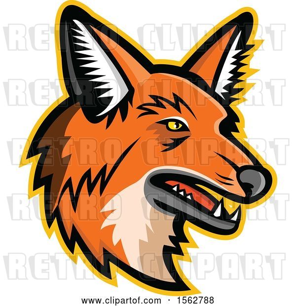 Vector Clip Art of Retro Maned Wolf Mascot Head Facing Right