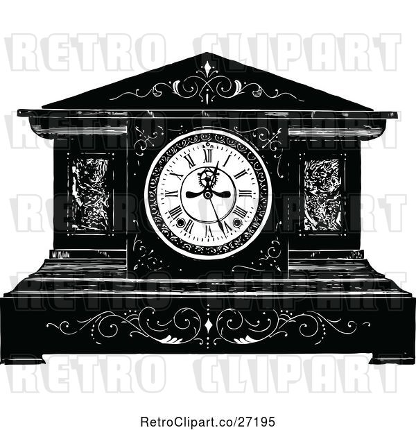 Vector Clip Art of Retro Mantle Clock