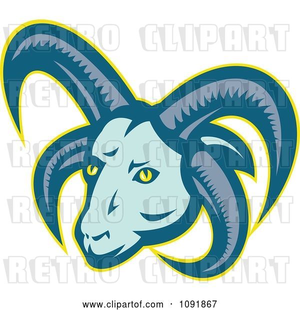 Vector Clip Art of Retro Manx Loaghtan Sheep with Horns