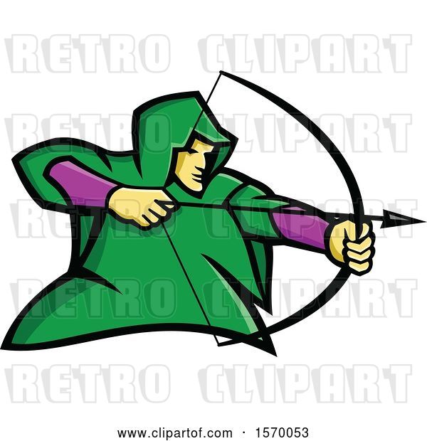 Vector Clip Art of Retro Mascot of Robin Hood or a Medieval Archer