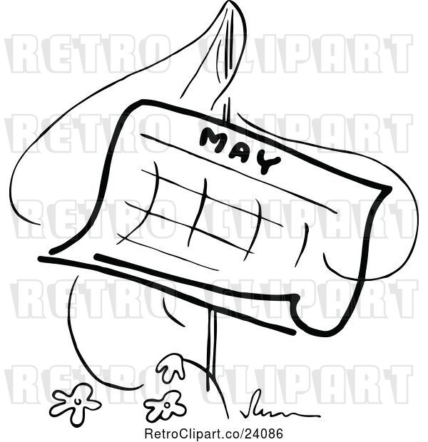 Vector Clip Art of Retro May Calendar with a Maypole