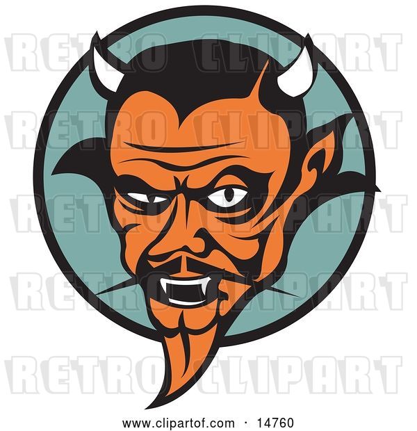 Vector Clip Art of Retro Mean Old Male Devil with Fangs and Horns
