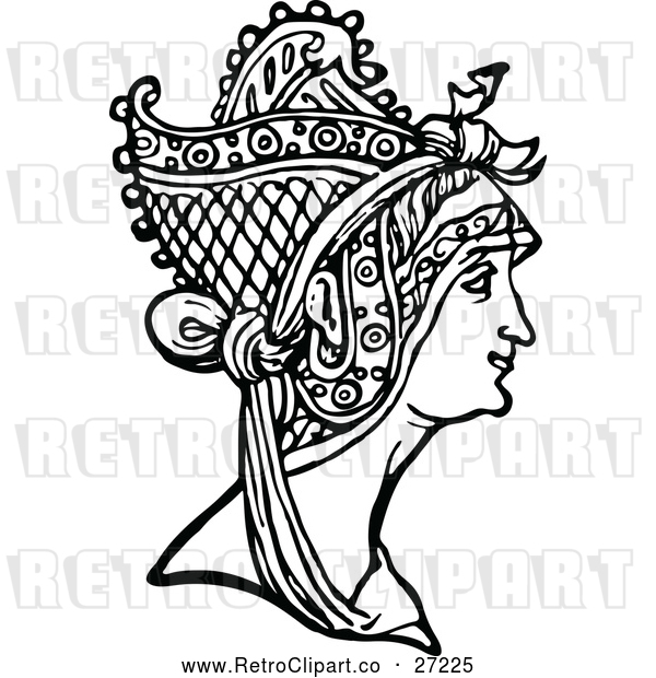 Vector Clip Art of Retro Medieval Woman and Headdress