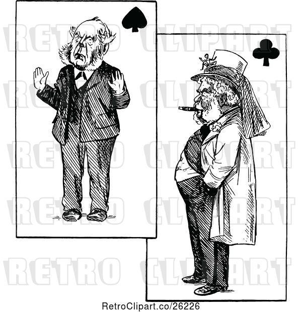 Vector Clip Art of Retro Men on Playing Cards