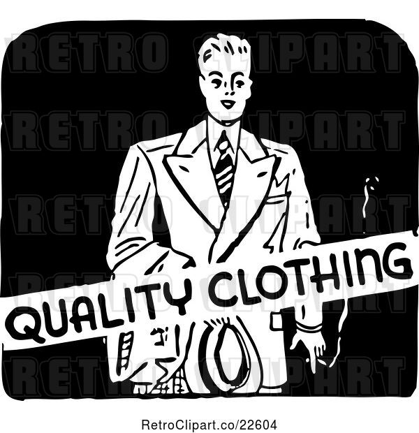 Vector Clip Art of Retro Mens Quality Clothing Sign