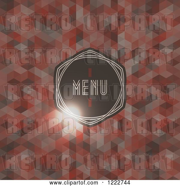 Vector Clip Art of Retro Menu Cover with a Light Flare on Red Geometric Cubes