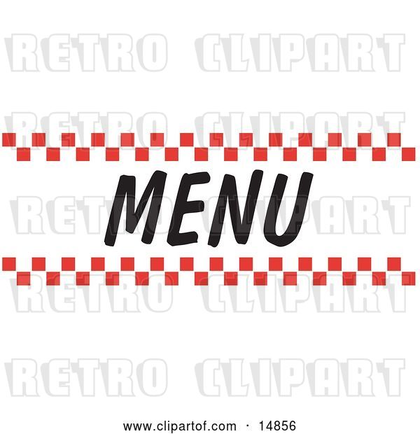 Vector Clip Art of Retro Menu Sign with Red Checker Borders