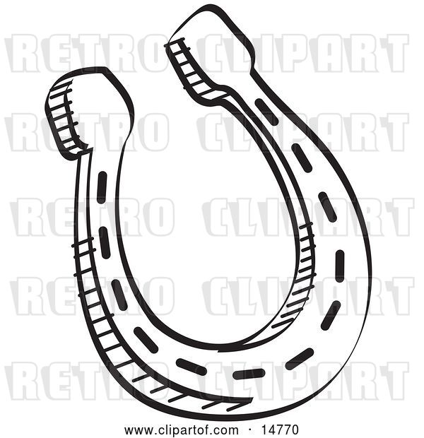 Vector Clip Art of Retro Metal Lucky Horseshoe over a White Background